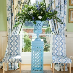 Mrs. Alice Adelaide Blue Lattice Urn & Pedestal< Vases | Vases & Planters