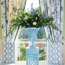 Mrs. Alice Adelaide Blue Lattice Urn & Pedestal< Vases | Vases & Planters
