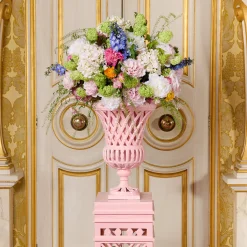 Mrs. Alice Adelaide Pink Lattice Urn< Vases | Vases & Planters