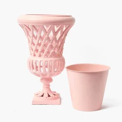 Mrs. Alice Adelaide Pink Lattice Urn< Vases | Vases & Planters