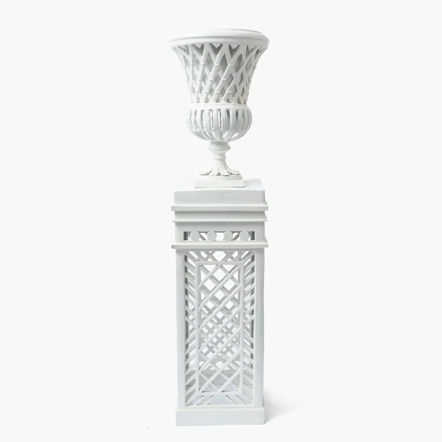 Mrs. Alice Adelaide White Lattice Urn & Pedestal< Vases | Vases & Planters