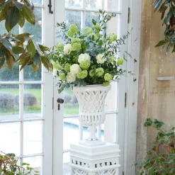 Mrs. Alice Adelaide White Lattice Urn & Pedestal< Vases | Vases & Planters
