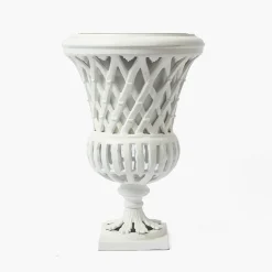 Mrs. Alice Adelaide White Lattice Urn & Pedestal< Vases | Vases & Planters