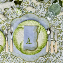 Mrs. Alice Alathea Blue & Green Linen Placemats (Set of 4)< Placemats