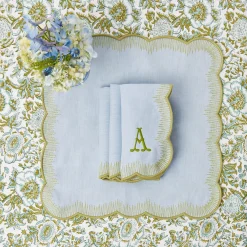 Mrs. Alice Alathea Blue & Green Placemats & Napkins (Set of 4)< Table Linen Sets | Mrs. Alice Monogram