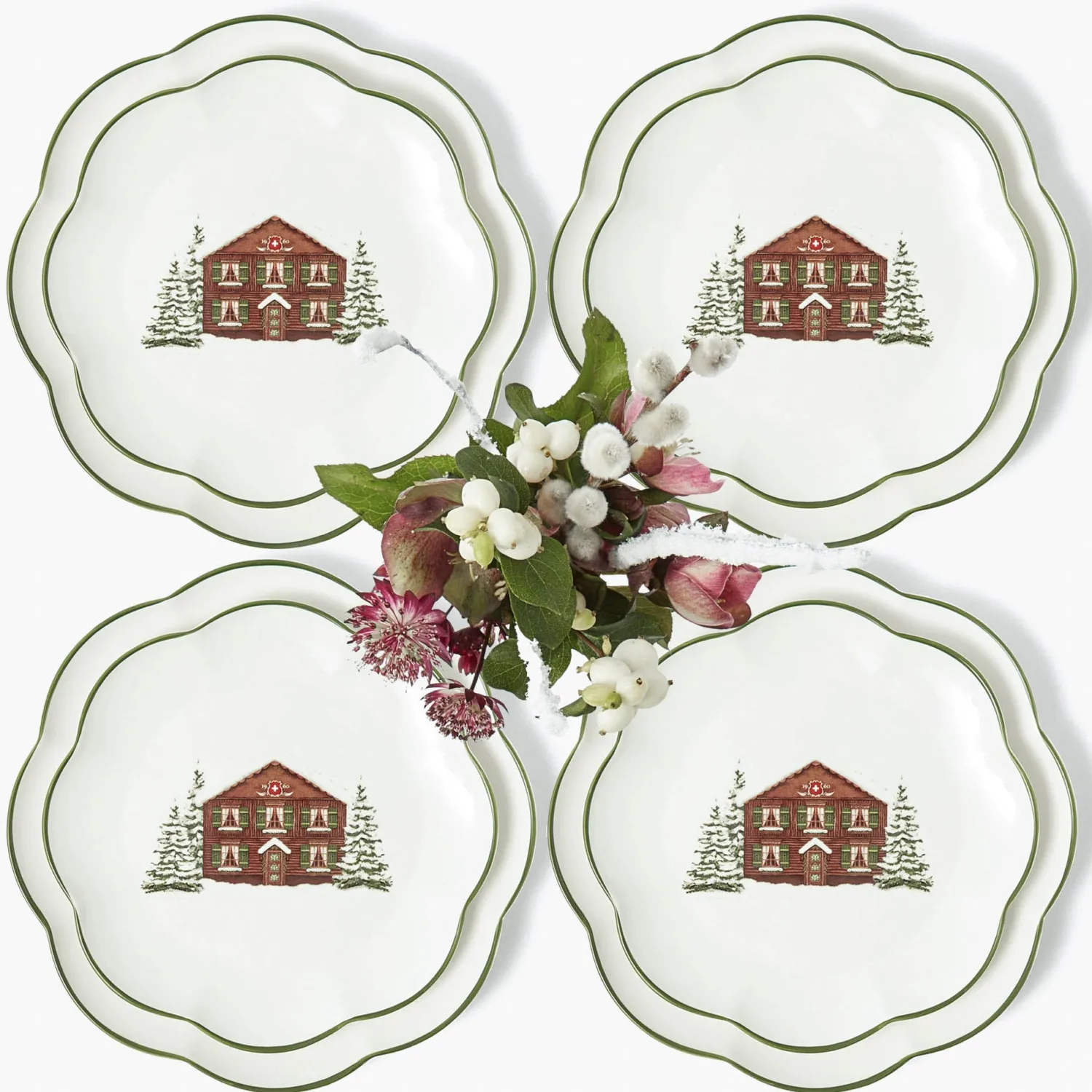 Mrs. Alice Alpine Chalet Dinner & Starter Plates (Set of 8)< Crockery Sets