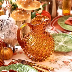 Mrs. Alice Amber Hobnail Jug and Glasses (Set of 6)< Glassware Sets