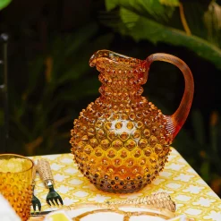Mrs. Alice Amber Hobnail Jug and Glasses (Set of 6)< Glassware Sets