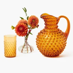 Mrs. Alice Amber Hobnail Jug and Glasses (Set of 6)< Glassware Sets