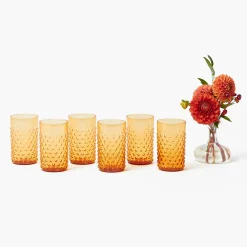 Mrs. Alice Amber Hobnail Jug and Glasses (Set of 6)< Glassware Sets