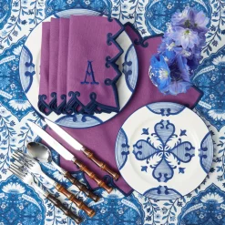 Mrs. Alice Angelina Aubergine & Blue Napkins (Set of 4)< Napkins | Mrs. Alice Monogram