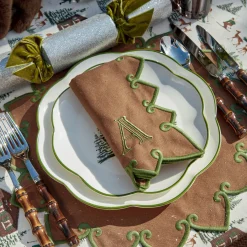 Mrs. Alice Angelina Chestnut & Green Napkins (Set of 4)< Napkins | Mrs. Alice Monogram