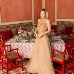 Mrs. Alice Bettina Blue & Caramel Placemats (Set of 4)< Summer Table Linen | Placemats