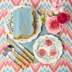 Mrs. Alice Bettina Blue & Caramel Placemats (Set of 4)< Summer Table Linen | Placemats