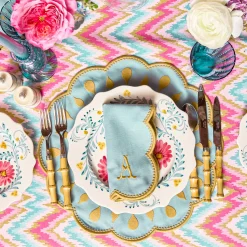 Mrs. Alice Bettina Blue & Caramel Placemats (Set of 4)< Summer Table Linen | Placemats
