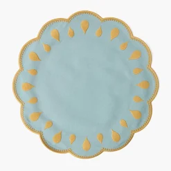 Mrs. Alice Bettina Blue & Caramel Placemats (Set of 4)< Summer Table Linen | Placemats