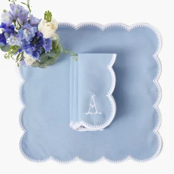 Mrs. Alice Bettina Blue & White Placemats & Napkins (Set of 4)< Table Linen Sets | Mrs. Alice Monogram