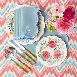 Mrs. Alice Bettina Blue Placemats & Napkins (Set of 4)< Summer Table Linen | Table Linen Sets