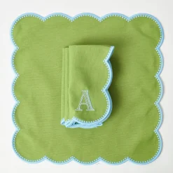 Mrs. Alice Bettina Green & Blue Napkins (Set of 4)< Napkins | Mrs. Alice Monogram