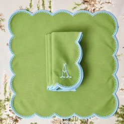 Mrs. Alice Bettina Green & Blue Napkins (Set of 4)< Napkins | Mrs. Alice Monogram