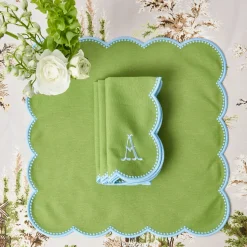 Mrs. Alice Bettina Green & Blue Napkins (Set of 4)< Napkins | Mrs. Alice Monogram