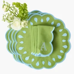 Mrs. Alice Bettina Green & Blue Placemats (Set of 4)< Placemats