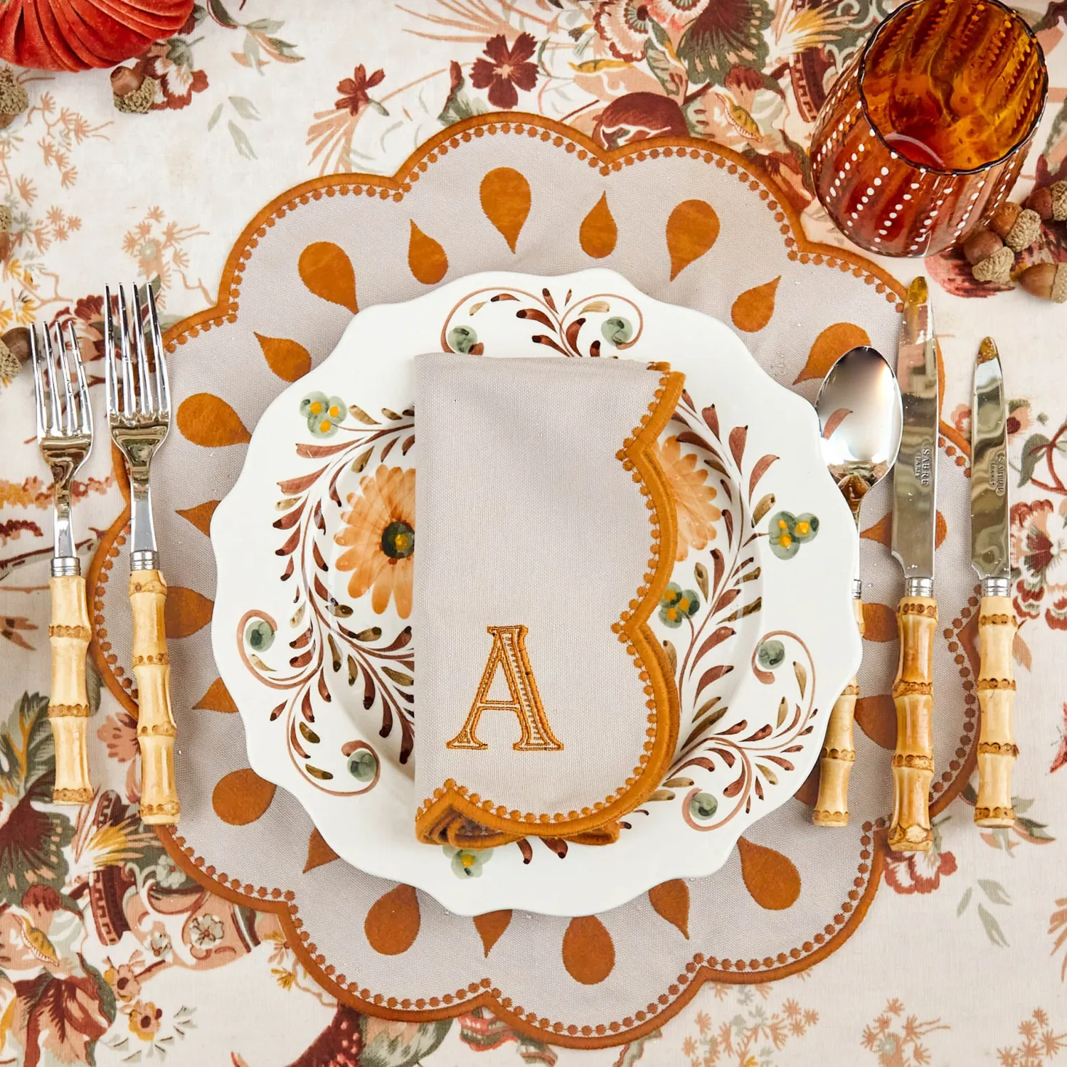 Mrs. Alice Bettina Taupe & Mustard Placemats (Set of 4)< Placemats