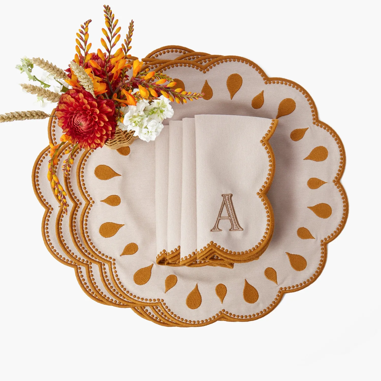 Mrs. Alice Bettina Taupe & Mustard Placemats (Set of 4)< Placemats