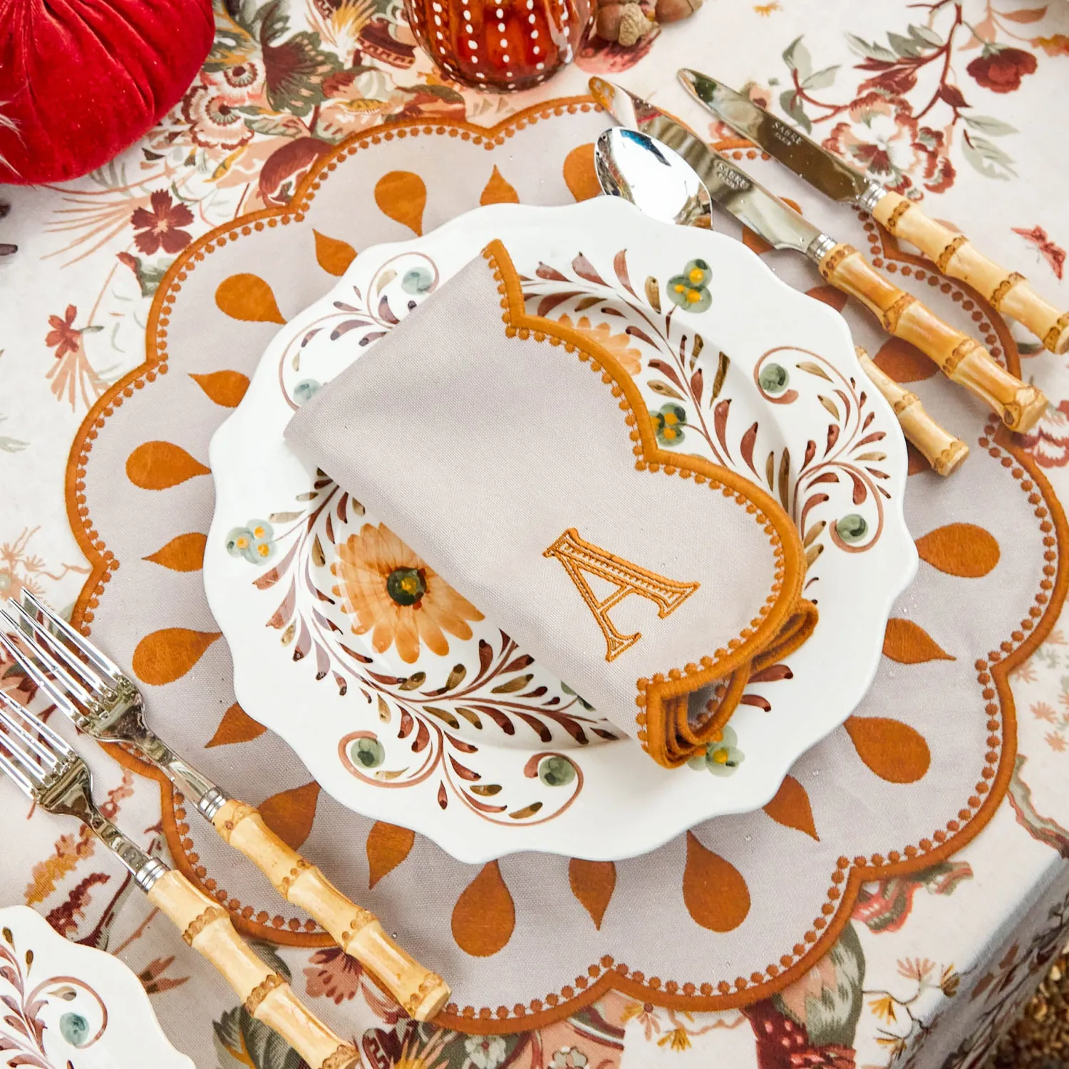 Mrs. Alice Bettina Taupe & Mustard Placemats (Set of 4)< Placemats