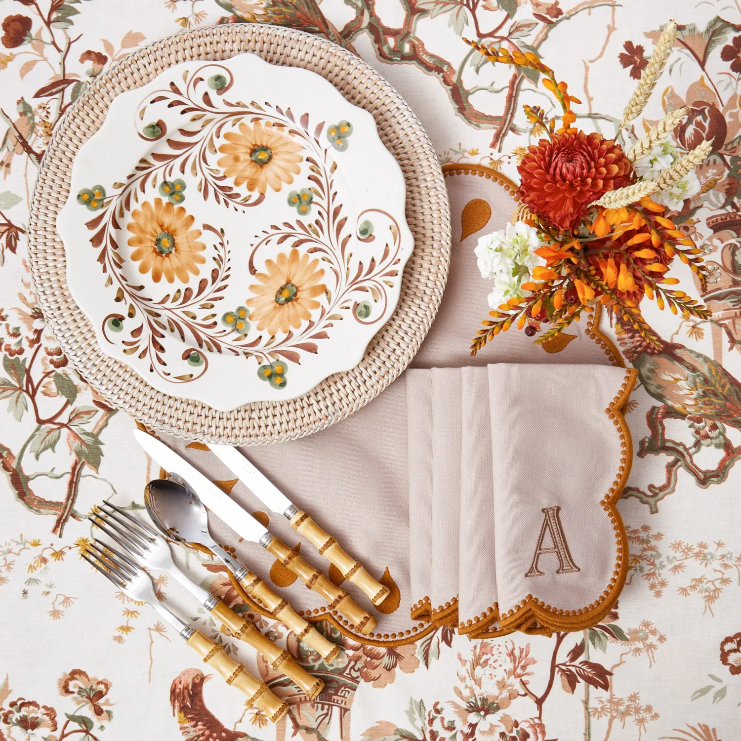 Mrs. Alice Bettina Taupe & Mustard Placemats (Set of 4)< Placemats