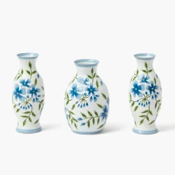 Mrs. Alice Blue & Green Hand Painted Tole Bud Vases (Set of 3)< Vases | Vases & Planters