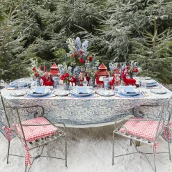 Mrs. Alice Blue & Red Hand Embroidered Father Christmas Napkins (Set of 4)< Napkins