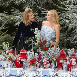 Mrs. Alice Blue & Red Hand Embroidered Father Christmas Napkins (Set of 4)< Napkins