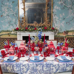 Mrs. Alice Blue & Red Hand Embroidered Father Christmas Napkins (Set of 4)< Napkins