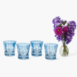 Mrs. Alice Blue Fern Engraved Glassware (Set of 8)< Glasses | Glassware Sets