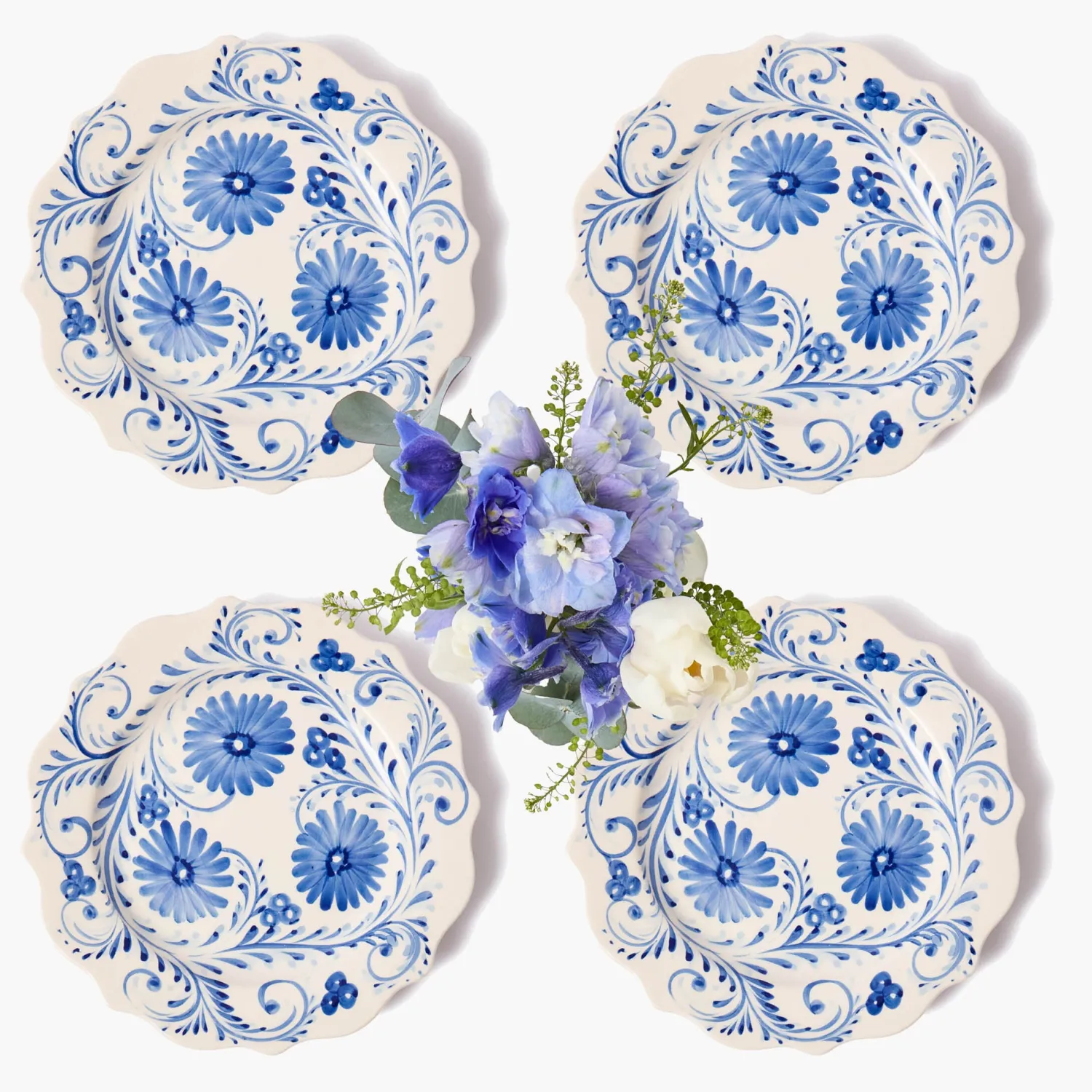 Mrs. Alice Blue Flowers Starter Plates (Set of 4)< Starter Plates | Crockery Sets