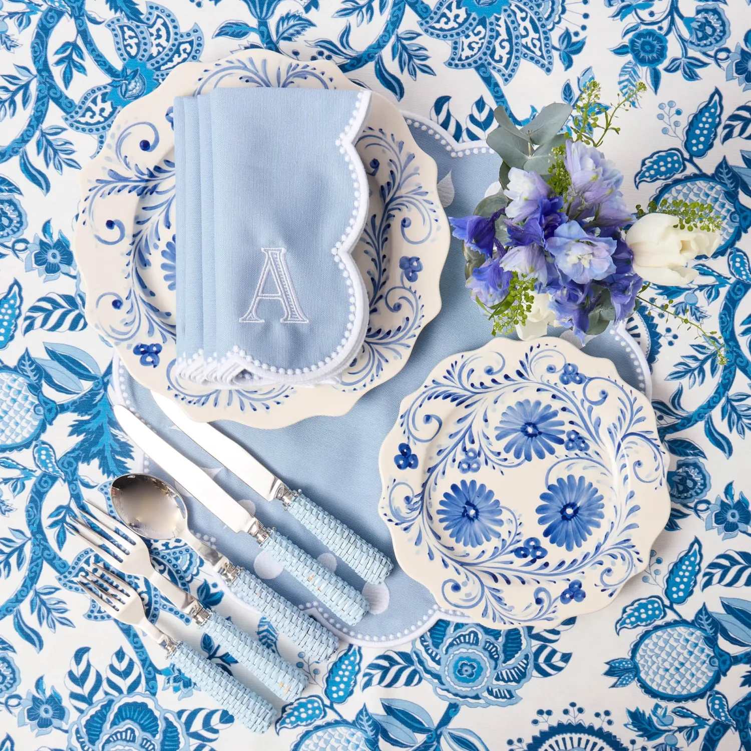 Mrs. Alice Blue Flowers Starter Plates (Set of 4)< Starter Plates | Crockery Sets