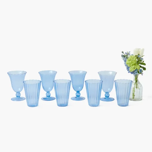 Mrs. Alice Blue Fluted Glassware (Set of 8)< Glasses | Glassware Sets