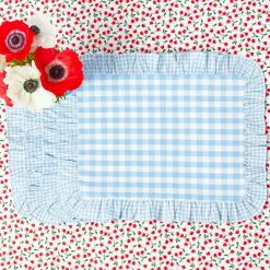 Mrs. Alice Blue Gingham Ruffle Placemats (Set of 4)< Placemats