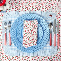 Mrs. Alice Blue Gingham Ruffle Placemats (Set of 4)< Placemats