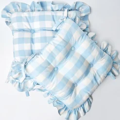 Mrs. Alice Blue Gingham Ruffle Seat Pad Cushion (Set of 4)< Cushions