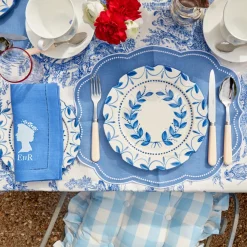 Mrs. Alice Blue Gingham Ruffle Seat Pad Cushion (Set of 4)< Cushions