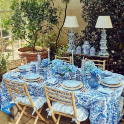 Mrs. Alice Blue Gingham Ruffle Seat Pad Cushion (Set of 4)< Cushions