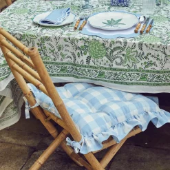 Mrs. Alice Blue Gingham Ruffle Seat Pad Cushion (Set of 4)< Cushions