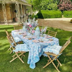 Mrs. Alice Blue Gingham Ruffle Seat Pad Cushion (Set of 4)< Cushions