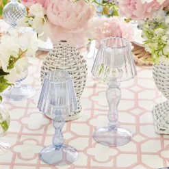 Mrs. Alice Blue Glass Lantern Tea Light Holders (Pair) - 24cm< Summer Candleware | Candle Holders