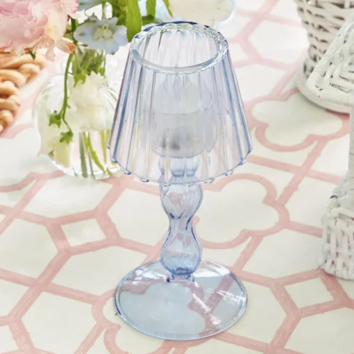 Mrs. Alice Blue Glass Lantern Tea Light Holder (Pair) - 18 cm< Summer Candleware | Candle Holders