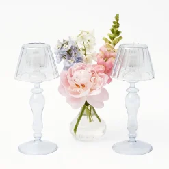Mrs. Alice Blue Glass Lantern Tea Light Holders (Pair) - 24cm< Summer Candleware | Candle Holders