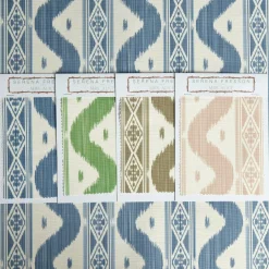 Mrs. Alice Blue Ikat Stripe Fabric< Serena Fresson Fabrics