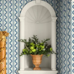 Mrs. Alice Blue Ikat Stripe Wallpaper< Serena Fresson Wallpapers